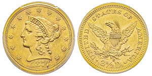 2.5 Dollars, San Francisco, 1877 S, Liberty ... 