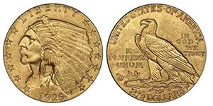 2.5 Dollars, Philadelphia, 1929, AU 4.18 ... 