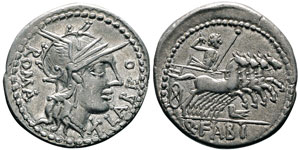Fabia, Q. Fabius Labeo Denarius, Rome, 124 ... 