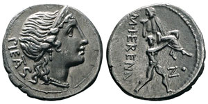 Herennia, M. Herennius Denarius, Rome, ... 