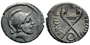 Postumia Denarius, Rome, 48 avant J.C., AG ... 