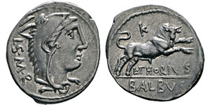 Thoria, L. Thorius Balbus Denarius, Rome 105 ... 