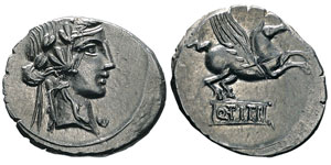 Titia, Q. Titius Denarius, Rome, 90 avant ... 