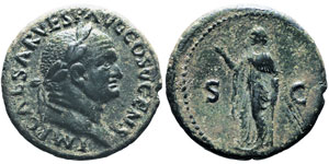 Vespasianus 69-79  As, Rome, 74, AE 11.52 g. ... 