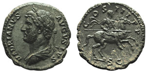 Hadrianus 117-138 As, Rome, 129, AE 10.57g.  ... 
