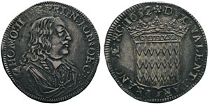 Honoré II 1604-1662 1/2 écu, 1652, AG ... 