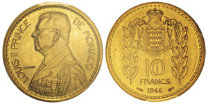 Luis II 1922-1949 Essai de 10 francs, 1946, ... 