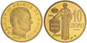 Rainier 1949-2005 Piéfort de 10 centimes, ... 