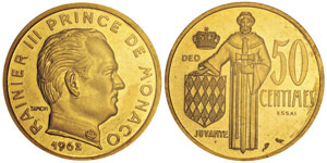 Rainier 1949-2005 Piéfort de 50 centimes, ... 