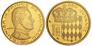 Rainier 1949-2005 Piéfort de 1 franc, 1960, ... 