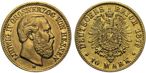 Hessen, Ludwig IV (1877-1892) 10 mark, ... 