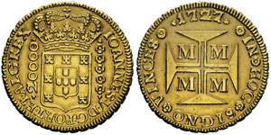 Joao V 1706-1750 20000 reis, Minas Gerais, ... 