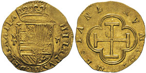 Felipe II 1556-1598 2 escudos, Tolède, M, ... 