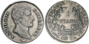 Premier Empire 1804-1814 1 franc, Genève, ... 