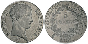 Premier Empire 1804-1814 5 francs, Bayonne, ... 