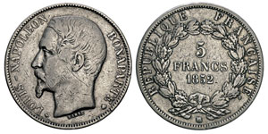 Louis-Napoléon Bonaparte 5 francs, ... 