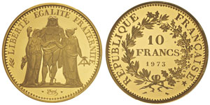 Piéfort or de 10 francs Hercule, 1973, AU ... 