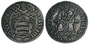 Paul IV 1555-1559 Teston, Ancône, 1557, AG ... 