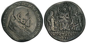 Sixte V 1585-1590 1/2 Piastra, Montalto, ... 
