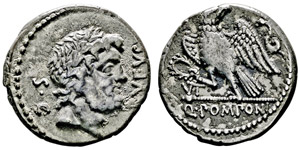 Q. Pomponius RufusDenarius, Rome, 73 avant ... 