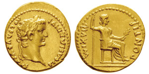 Tiberius 14-37 après J.-C.Aureus, Gaule, ... 