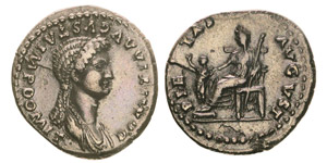 Domitianus pour DomitiaDenarius, Rome, ... 