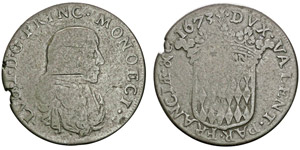 Louis I 1662-1701Pezzetta, 1673, billon ... 