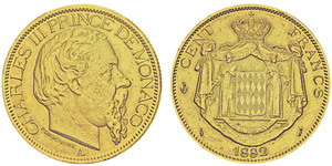 Charles III 1856-1889100 francs, 1882A, AU ... 