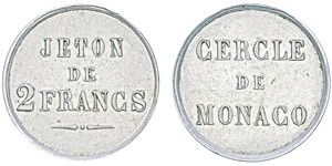 Charles III 1856-1889 Jeton de 2 Francs, ND, ... 