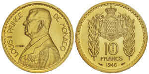 Luis II 1922-1949Essai de 10 francs, 1946, ... 