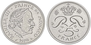 Rainier 1949-2005Prototype 5 francs, 1970, ... 