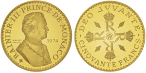 Rainier 1949-2005Piéfort de 50 francs, ... 