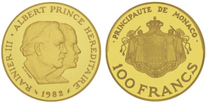 Rainier 1949-2005Piéfort de 100 francs, ... 