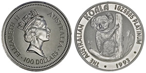 Elizabeth II 1952-100 Dollars «Koala», ... 