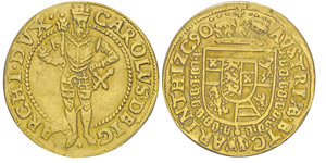 Karl II 1564-1590Ducat, Klagenfurt, 1590, AU ... 
