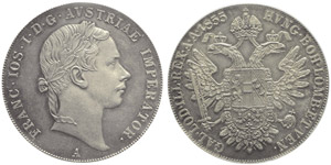 Franz Joseph 1848-1916Thaler, 1855A, AG ... 