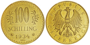 République 1918-100 Schilling, 1934, AU ... 