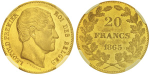 Leopold I 1831-186520 francs, «L WIENER» ... 