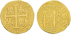 Felipe V 1700-17468 Escudos, Perou, Lima, ... 