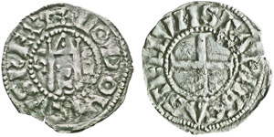 Louis VI 1108-1137Denier 2°type, Étampes, ... 