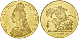 



Victoria I 1837-19015 Pounds, 1887, ... 