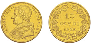 Grégoire XVI 1831-184610 Scudi, Rome, 1835, ... 