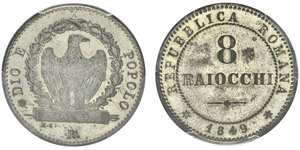 II Republica Romana8 Baiocchi, Rome, 1849R, ... 