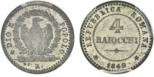 II Republica Romana4 Baiocchi, Rome, 1849R, ... 