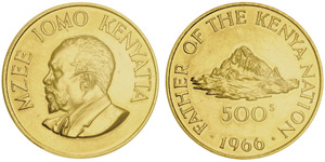 500 Shillings, 1966, AU 38g. 917‰Ref : ... 