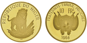 Essai de 10 francs 1968, AU 32g. 900‰Ref : ... 