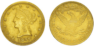 10 Dollars,Philadelphie, 1899, AU 16.71g.Ref ... 
