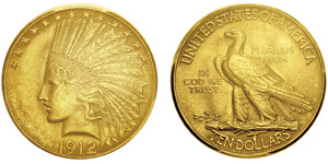 10 Dollars,Philadelphie, 1912, AU 16.71g.Ref ... 