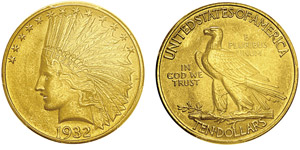 10 Dollars,Philadelphie, 1932, AU 16.71g.Ref ... 