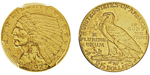 2.5 Dollars,Philadelphie, 1927, AU 4.18g.Ref ... 